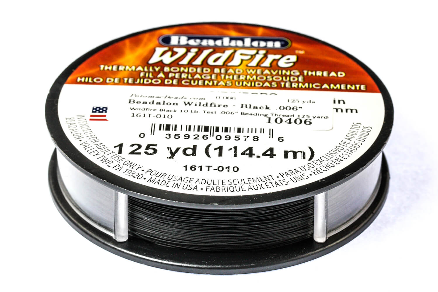 Wildfire Beading Thread - Black .006 125 Yd Spool