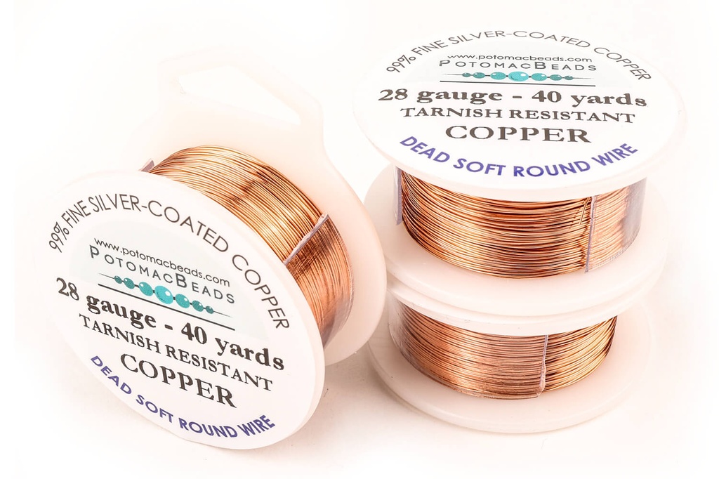 28 Gauge Coated Non-Tarnish Fine Silver Plated Copper Wire on 40 Yard Spool