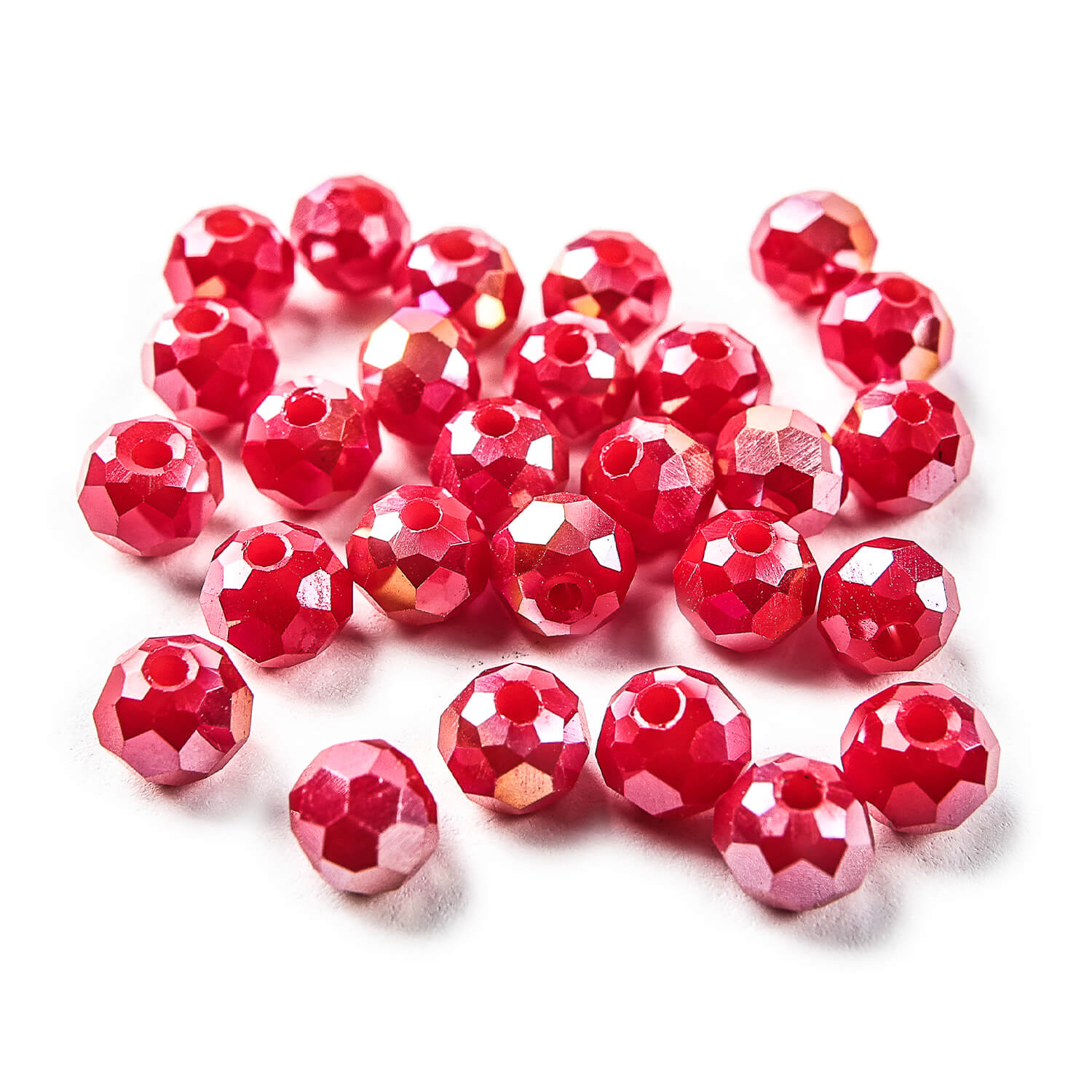Potomac Crystal Rondelle Beads - Opaque Red AB 3x4mm, Pack of 100